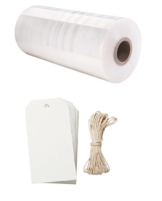 Multi Use Strong Luggage Wrap Film. Perfect for Packing and Shipping. Clear Strech Wrap (25 Mic Thickness X 50 CM Width X 200 Metres 300 Core) 1 Count + 10 Bonus Luggage Tags