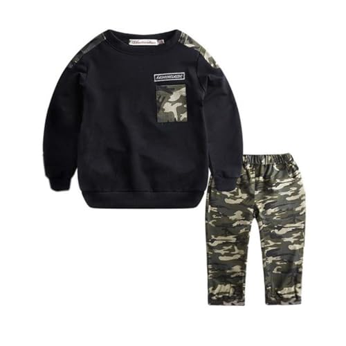 Boys Camo 2 Piece Outfit Fall Kids Long Sleeve Graphic Trendy Sweatpants Sweatshirts Crewneck Pullover Kids Clothes Set - Main Image