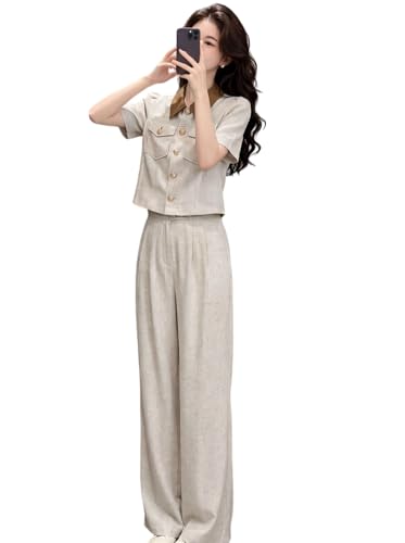 Conjunto de dos piezas premium con pantalones palazzo de corte sofisticado para ejecutivas 6