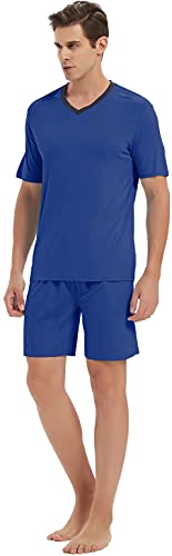 Image of MoFiz Mens Pajamas Set Short Sleeve PJ's Sleep Lounge Sleepwear Cool Pyjama Summer Sets Comfortable Lightweight