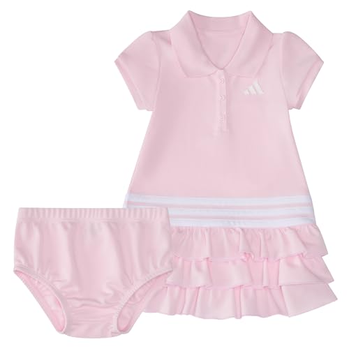 Opiniones de Dos piezas para Bebé . 48 adidas - Conjunto de 2 piezas de manga corta con volantes para niña, Transparente Rosado, 18 meses