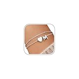 J.Fée Pulsera Plata Mujer 925, Pulsera Personalizada Mujer Pulseras Inicial, Corazón Pulseras Mujers con Dijes de Letras, Elegantes Joyas de Mujeres, Regalo Mujeres, Letra M Plata