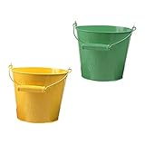 Toddmomy 2 Pieces Mini Metal Buckets Pails with Handles for Party Favors Beach Sand Bucket Garden Pots for Kids Children 18. 5x15x13cm