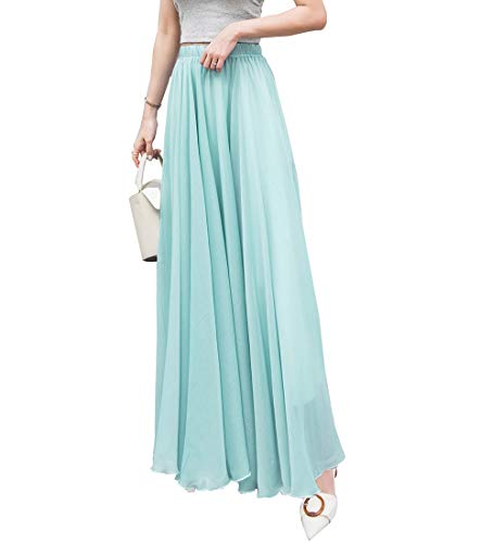 Jupe longue femme élégante taille haute en mousseline plissée haut de gamme