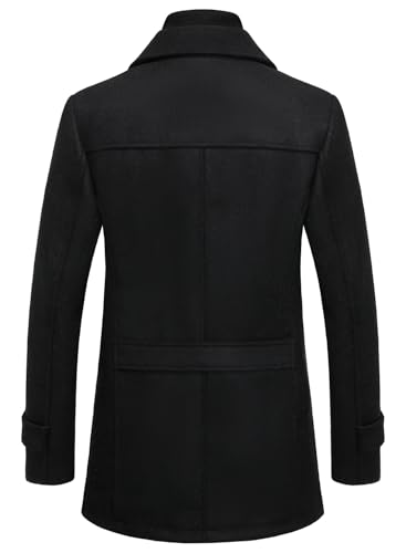 FANARCHER Men's Wool Blend Coats with Detachable Zipper Winter Warm Jakcet Single Breasted Business Windbreaker Pea Coat2