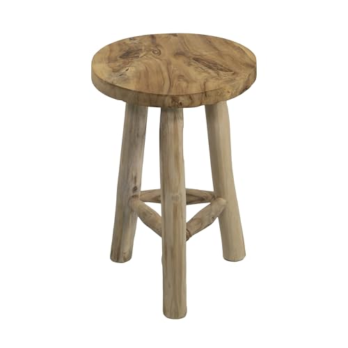 mgc24 Teakholz-Hocker 3-Bein Blumenständer, 45cm x 28,5cm, vormontiert
