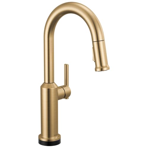 Delta Cordova Brushed Gold Touchless Bar Sink Faucet Single Hole with Pull Down Sprayer, Modern