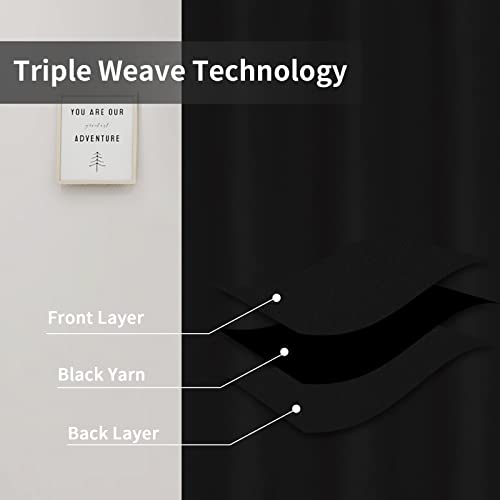 Image of Easy-Going Blackout Curtains for Bedroom, Solid Thermal Insulated Grommet and Noise Reduction Window Drapes, Room Darkening Curtains for Living Room, 2 Panels(46x63 in, Black)