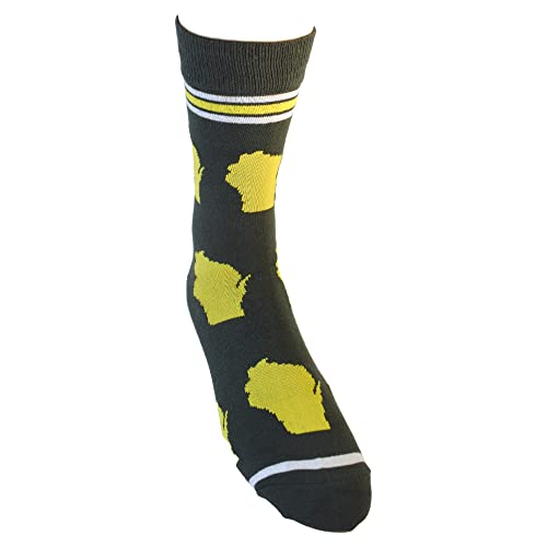 Wisconsin Shapes in Green and Yellow Men's Socks3