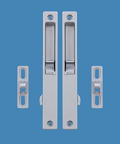 Image of Metal Body Concealed Handel-Cum-Latch for Aluminium Sliding Door & Windows Lock Set of 1 Pair (Silver)