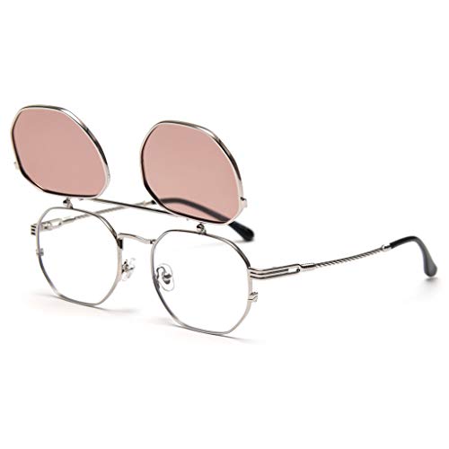 kachawoo Metal Flip Up Sunglasses Polarized UV400 Square Optical Glasses Frame Summer