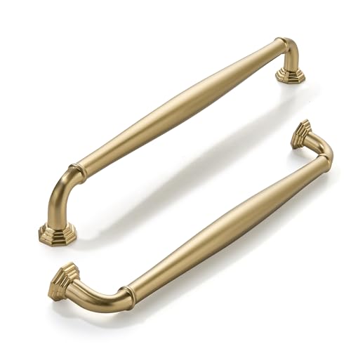 khtumeware 10 Pack 6 Inch(152mm) Brushed Brass Cabinet Pulls Warm Gold Cabinet Handles Heavy Duty Solid Cabinet Hardware for Cupboard Drawer Pulls Dresser Handle by khtumeware - Used condition - US$13.62
