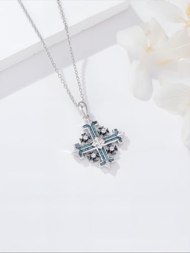 Hummingbird/Flower of Life/Jerusalem Cross/Phoenix Necklace 925 Sterling Silver Turquoise Pendant Jewelry for Women3