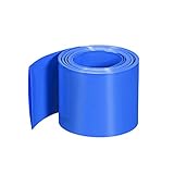  Tubo termorretráctil de PVC de 60 mm de ancho plano, tubo de funda termorretráctil precortado para tres 18650 5 m de longitud azul