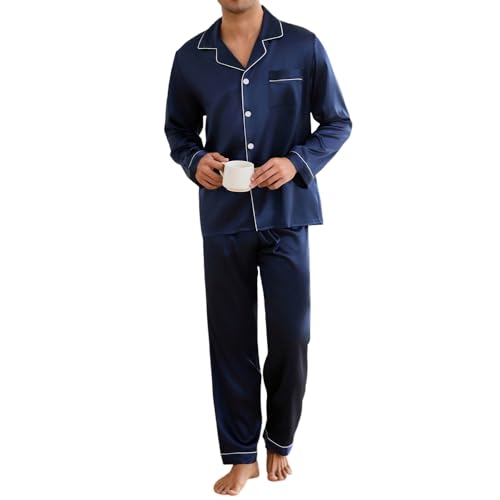 Silk Pajamas for Men Long Sleeve Mens Pajamas Set Button-down Satin Pajama Sets Classic Loungewear Men Pajama Set Pjs Sets2