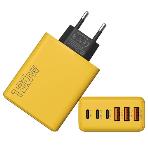 Sionhiuo Cargador de teléfono Celular multipuerto, Cargador de Carga rápida multipuerto | Adaptador de teléfono con Cargador de Pared multipuerto de 120 W,Bloque de Carga rápida de Enchufe de Pared