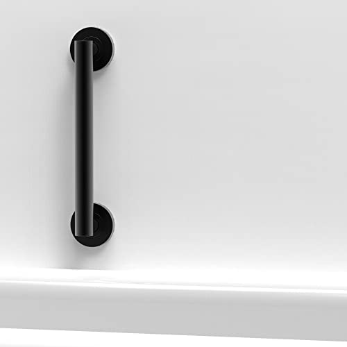 Ameriluck Stainless Steel Designer Grab Bar For Bath Safety, Collection Glacier, Ada Compliant 500Lbs Loading Capacity, Matte Black 12 Inches #TOP6