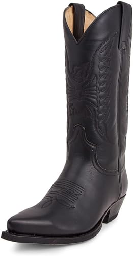 ZWESKUX Botas de Vaquero para Hombre Botas Occidentales Elegantes con Punta Puntiaguda Botas de Vestir - Estilo Vaquero,44,Black