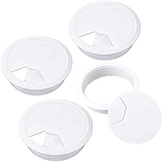 4 Pieces White Desk Grommet, 60mm (2.4 inch) Plastic Desk Cable Grommet Cord PC Computer Wire Cable Hole Cover Desk Cable Tidy Hole Cover for Home Office