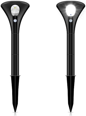 Leolee Solar Lights Outdoor, Solar Garden Lights Ultra Powerful Waterproof IP65 Adjustable Height Solar Spotlight with Security PIR Motion Sensor for Patio,Door, Yard, Path(2 Pack)