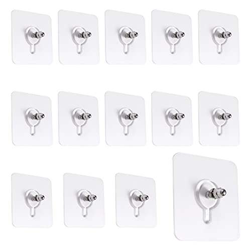 SAVITA 14pcs Clous de Suspension Auto-Adhésifs, Vis Adhésives Clous de Suspension Mural Transparent pour Cuisine Salle de Bain Tenture Murale