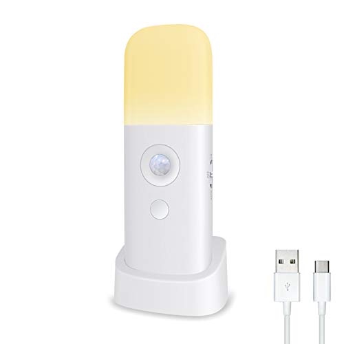 ZOESON Motion Sensor USB ultra-mince lumière LED, sans fil 6 ampoules LED placard lumières, batterie rechargeable intégrée, veilleuse de sécurité pour armoire, armoire, cuisine, chambre à coucher