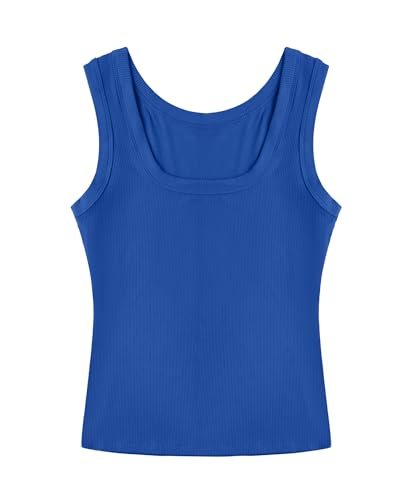 Image of SVALIY Summer Womens Tank Tops 2026 Square Neck Fitted Sleeveless Shirts for Women Ribbed Basic Top