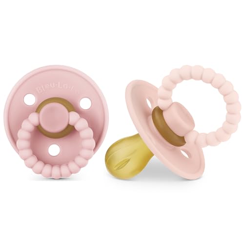 Image of Luladream Pacifier - Natural Rubber Nipple - Soft Teething Handle - for Infants Baby's and Toddlers, 0-18 Months (Blush Pink + Rose Petal)