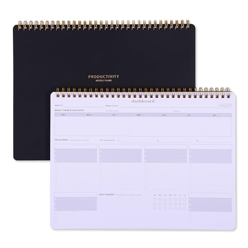 Sunday Start Weekly Planner with Habit Tracker - 8.5×11" Professional Productivity Tools to Organize Your Daily Tasks, Goals, Projects - Dashboard Desk Pad - ADHD To-Do List Notepad