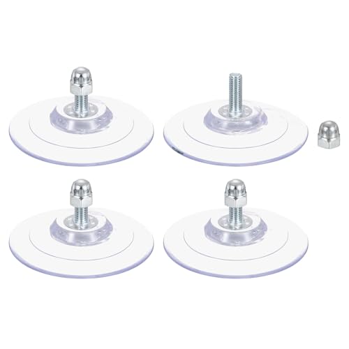 Image of sourcing map 4 Packs Suction Cups for Glass 85mm/3.3" Dia Clear PVC Window Glass Suction Sucker Pads with M8 x 23mm Screw for Window Bathroom Door Glass Wall Car Sun Shade