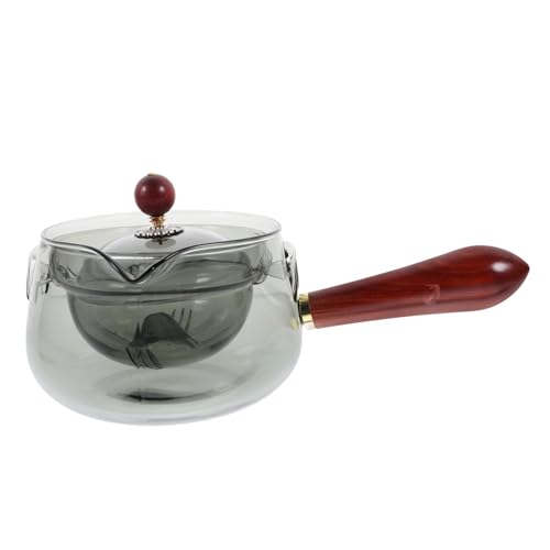 Hemobllo Tetera de Vidrio de Borosilicato con Infusor Tetera Resistente Calor con Mango de Madera para Preparar y Florecientes