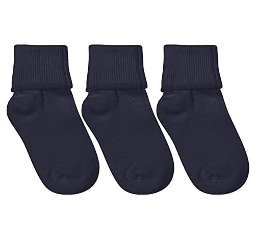 Image of Jefferies Socks boys Girl's Seamless Cotton Turn Cuff Socks 3 Pair Pack