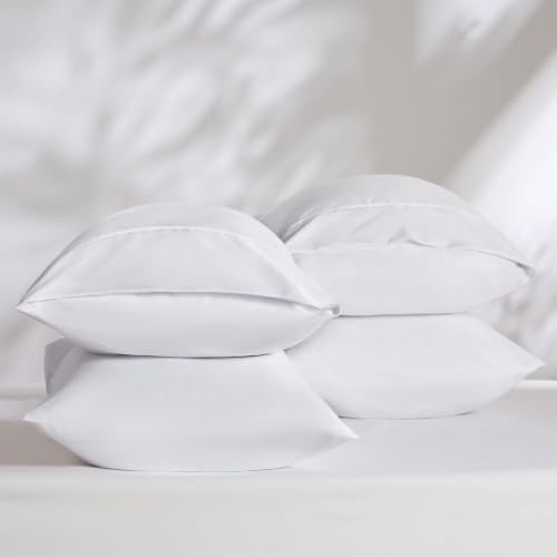 Image of Bedsure Pillow Cases Standard Size Set of 4 - White Brushed Microfiber Pillowcases 4 Pack, Super Soft and Cozy Pillow Case Covers with Envelope Closure for Kids, Wrinkle, Fade Resistant, 20x26 Inches
