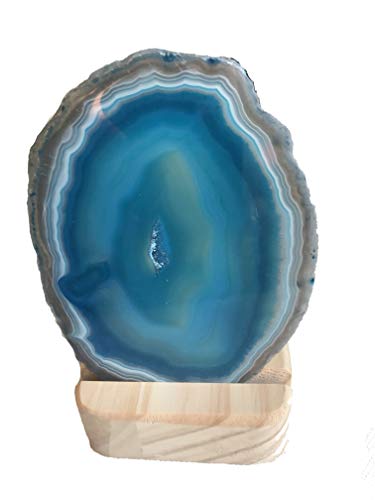 mysale24.de Lámpara de piedra preciosa de ágata con portavelas, cristal de piedra en azul, aprox. 10-12 cm, aprox. 100 g, producto natural, luz decorativa Cover