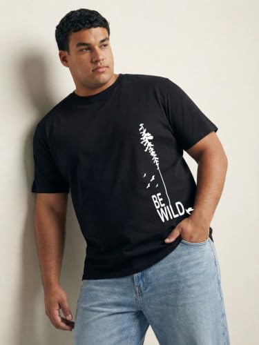 Image of Toodlegram - 100% Pure Cotton Plus Size T Shirt for Men- Regular Fit - Half Sleeve Roundneck Stylish Tshirt - Graphic Printed Be Wild (Size - 2XL to 10XL)