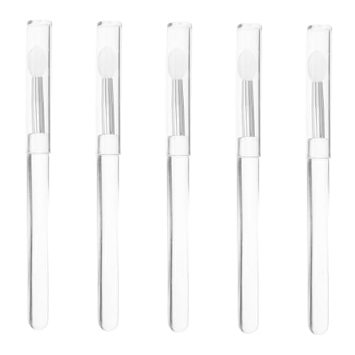 HAPINARY 5 Pack Transparent Round Brush Makeup Eye Shadow Applicators Silicone Lipstick Brush Set for Women