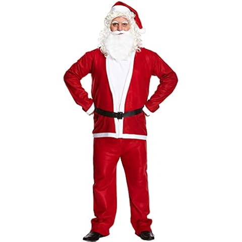 Fashion Fateek Christmas Santa Claus Costume with Beards Santa Suit Adult Men Deluxe Santa Outfit Set Cover