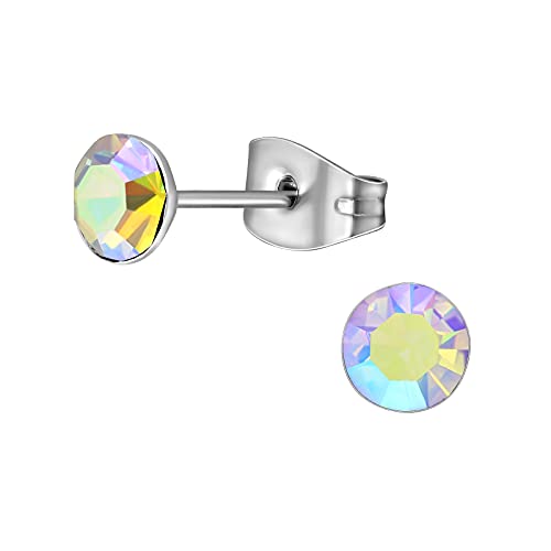 Image of Hypo-Allergenic 5mm Aurora Borealis AB Crystal Surgical Stainless Steel Stud Earrings by Kate Benson