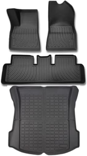SUPER LINER Tesla Model 3 Floor Mats Complete Set Custom Fit 2021 2022 2023 All-Weather Cargo Liner Rear Cargo Tray Trunk Floor Mat Interior Accessories