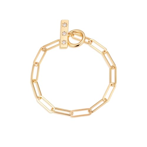 Modern Toggle Bracelet + Elegant Paper Clip Design | Gold Jewelry Bracelet for Women | Bold Yet Minimal Chain Bracelet Statement | Gold Paperclip Toggle Bracelet