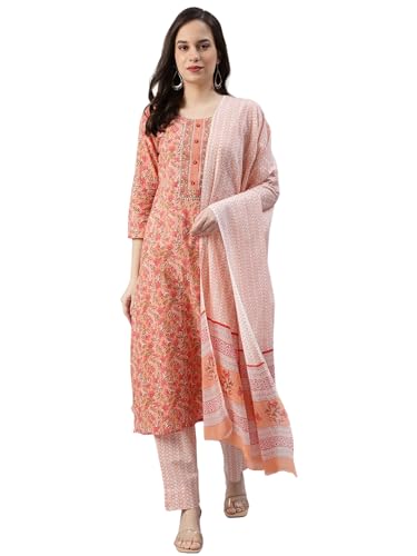 Image of Vaamsi Women's Rayon Blend Floral Printed Straight Kurta Pant With Dupatta