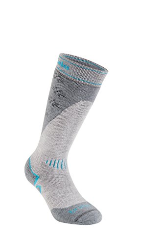 Bridgedale Meias femininas de peso médio plus ski – Meias de resistência merino, pedra/cinza, pequen