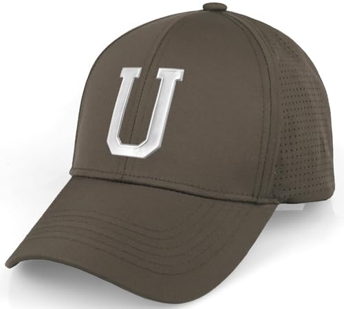Daxton Cool Tech 3D Liquid Metal Silicone Logo Hat - Olive Cap, Silver Logo Letter U
