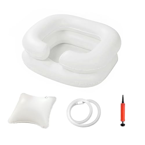 Lavacabezas hinchable para encamados pack de 4 lavabos inflables portátiles con cojín incorporado