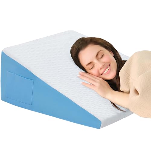 Image of Wedge Pillow for Sleep Apnea, 12 inch Memory Foam Bed Wedge After Surgery | Ergonomic Incline Design Supports the Back and Legs, and Soft, Breathable Fabric Keeps You Comfortable During Rest and Sleep