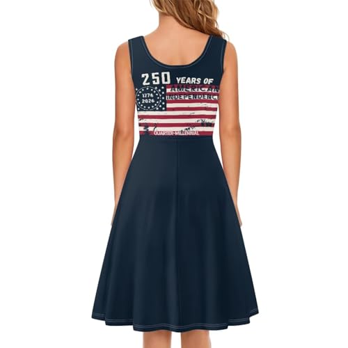Image of Women Stylish Tank Dresses Sleeveless Round Neck Midi Casual Dress with Pocket for Summer