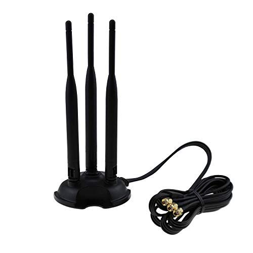 Techtoo Wifi Antenna Dual Band 2.4Ghz - 5.8Ghz With Rp-Sma Connector Treble Antenna Magnetic Base For Wireless Network Router - Usb Adapter - Pci Pcie Cards - Signal Booster - Wireless Range Extender #TOP2