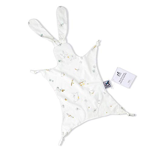 Gootoosh Bunny Baby Security Blanket  lovies for Babies - Cuddly Soft Organic Cotton Baby Lovey  Soothing Unisex Blanket for Newborns, Infants, Toddlers (Ivory with Garden Print)