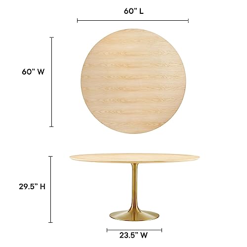 Image of Modway Lippa Dining Table, 60 inch, Gold Natural