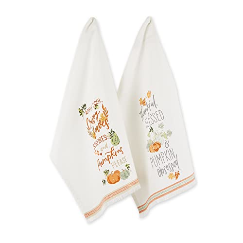 DII Decorative Thanksgiving Kitchen Towels Absorbent Cotton Fall Dish Towel Set Dish Towel Set 18x28 Autumn Pumpkins 2 Count